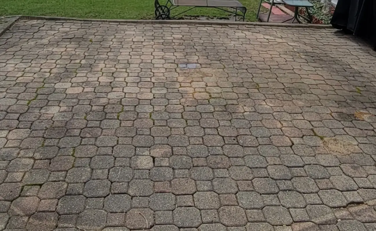Photo of a paver before pressure washing